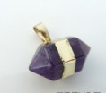 colgante cono de amatista con metal dorado